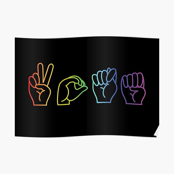 Vote in American Sign Language (ASL) ☆ Rainbow Outline" Poster by  averydavage | Redbubble